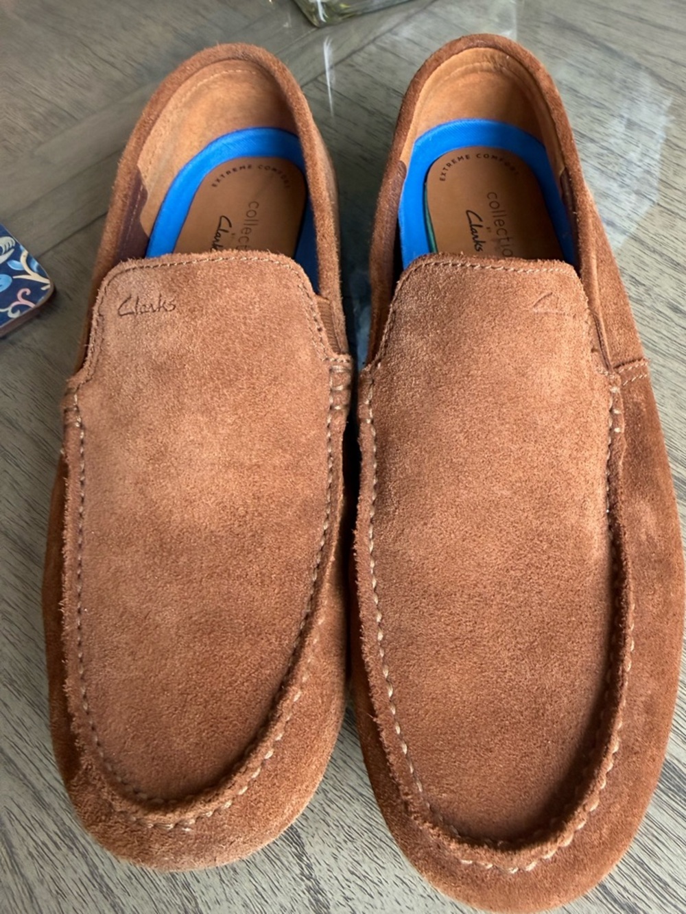 Clarks Men’s Markman Moccasin Driving Loafers Brown Suede Comfort Style Size 9